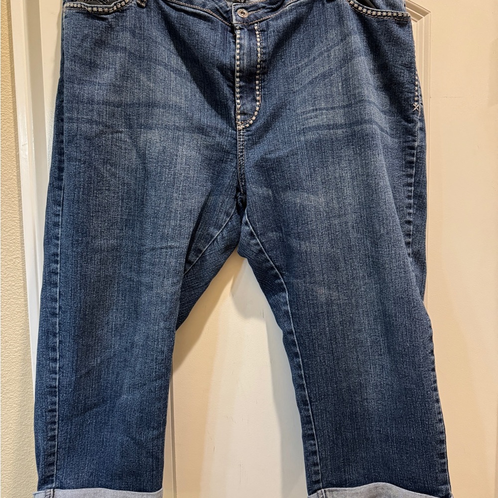Blue Denim Jeans with Cuffed Hem